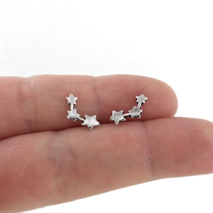 Star Earrings in Sterling Silver, Shooting Star Earrings, Silver Star Studs, Shooting Star, Dainty Earrings, Tiny Silver Studs, Gift for Her