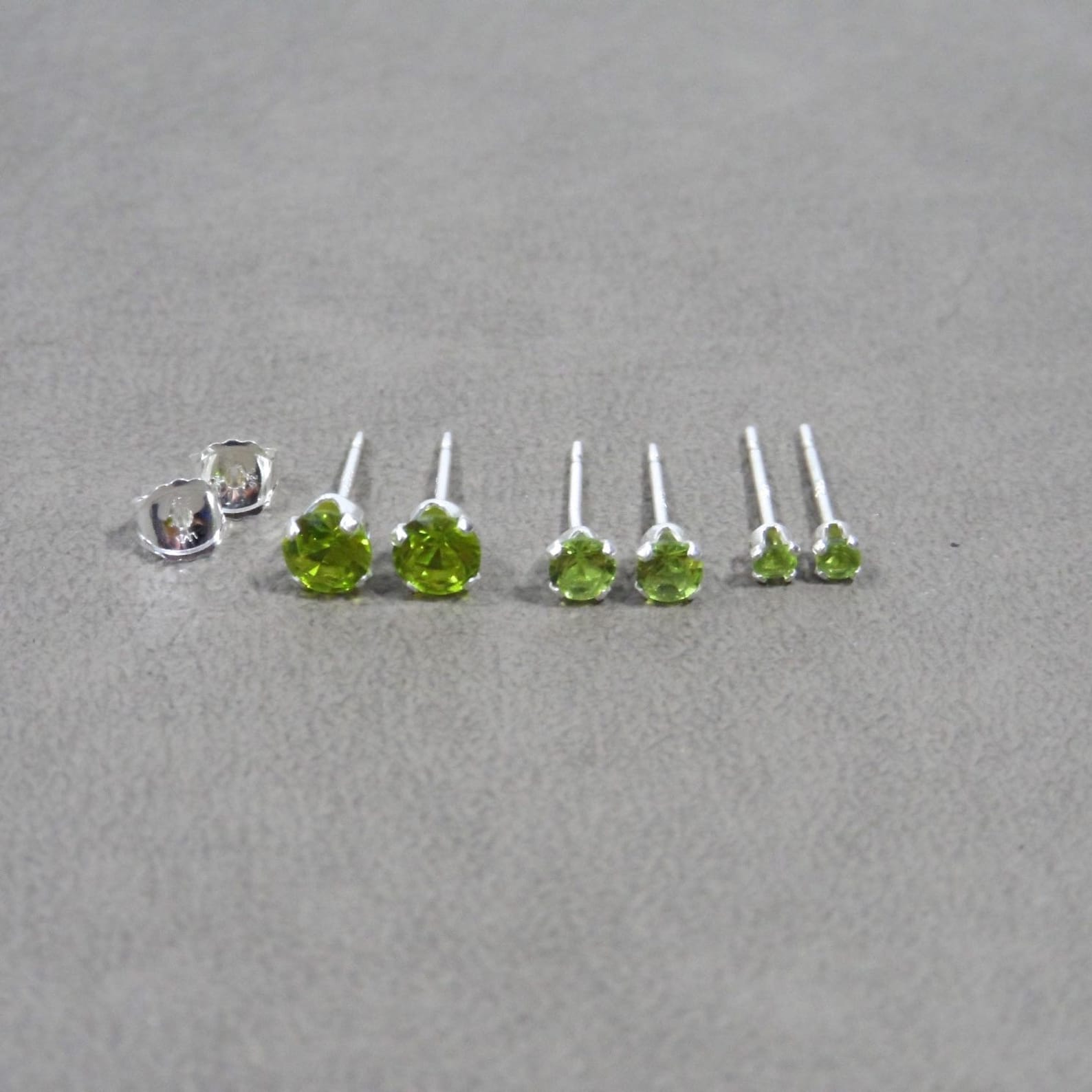Peridot Stud Earrings in Sterling Silver Peridot Studs Etsy