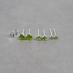 Peridot Stud Earrings in Sterling Silver, Peridot Studs, August Birthstone, Kids Earrings, Baby Earrings, Gemstone Earrings, Dainty Earrings