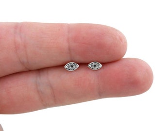 Tiny Evil Eye Earrings in Sterling Silver, All seeing Eye Jewelry,  Egyptian Eye Earrings, Sterling Silver Eye Earring, Eye Jewelry