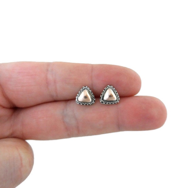 Triangle Earrings in Sterling Silver, Copper Triangle Earrings, Silver Triangle Studs, Dainty Earrings, Minimalist Earrings,Gift for Her