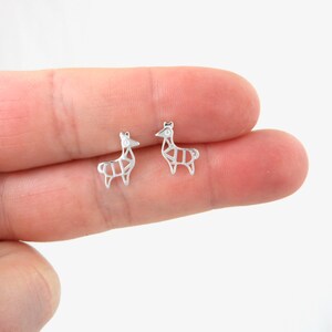 Tiny Llama Stud Earrings in Sterling Silver, Alpaca Sheep Earrings