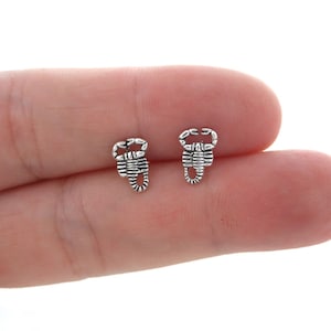 Scorpion Earrings in Sterling Silver, Scorpion Earrings, Scorpio Earrings, Tiny Studs, Insect Studs, Zodiac Earrings, Silver Earrings