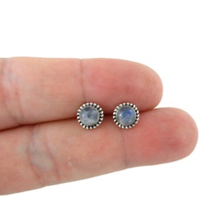 Moonstone 7mm Earrings in Sterling Silver, Moonstone Earrings,Moonstone Silver Studs, Moonstone Jewelry,Gemstone Studs, Gift for Her