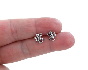 Orecchini lucertola in argento sterling, borchie geco