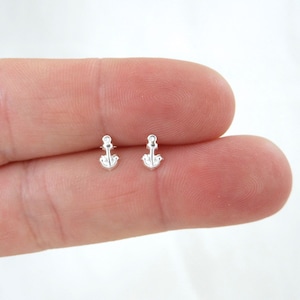 SALE! Tiny Anchor Earrings in Sterling Silver, Tiny Anchor Studs, Anchor Earrings, Sailor Jewelry, Tiny  Studs, Cartilage Stud, Helix Stud