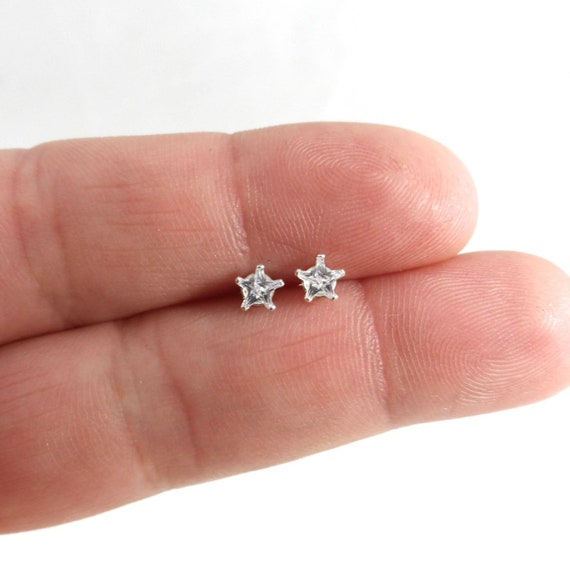 925 Sterling Silver Star Stud Earrings - Polished, No Stone, Simple & Shiny