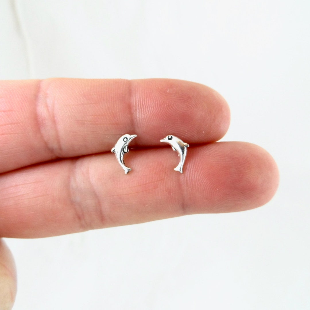 Dolphin Earrings in Sterling Silver Dolphin Studs Kids Etsy