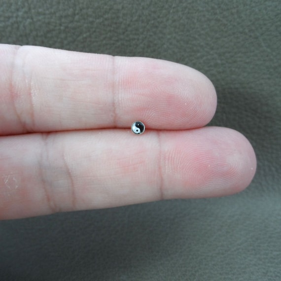 Tiny Yin Yang Nose Stud in Sterling Silver Yin Yangstud Silver