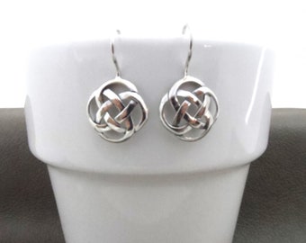 Celtic Knot Silver Dangle Earrings, Celtic Earrings, Silver Celtic Earrings, Dangle, Modern Silver Earrings, Gift for Her