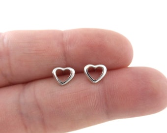 Tiny Heart Earrings in Sterling Silver, Heart Earrings, Kids Earrings, Tiny Heart Studs, Cartilage Studs, Dainty Earrings, Gift for Her