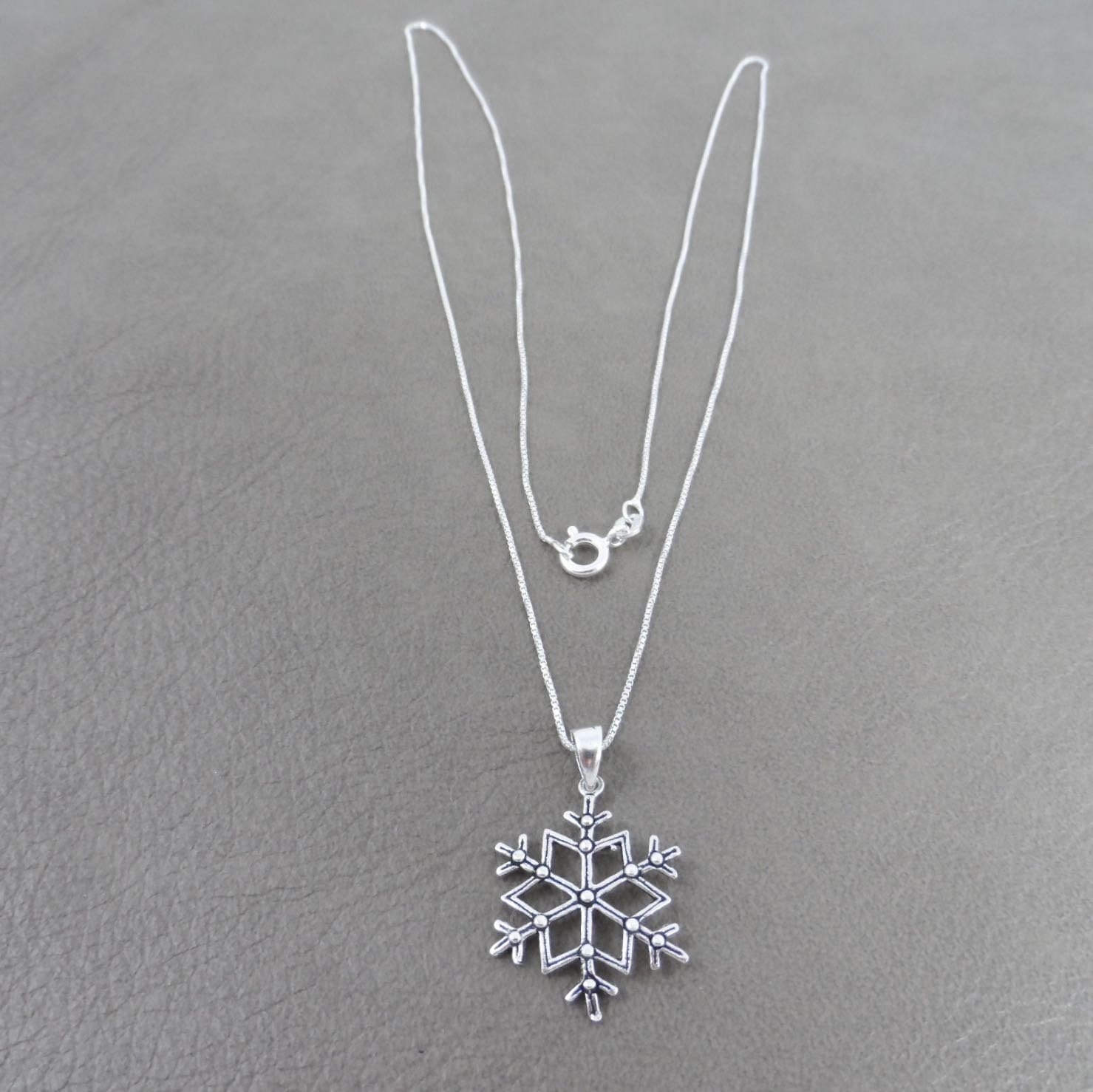 Snowflake Necklace in Sterling Silver Snowflake Necklace | Etsy