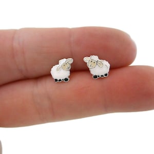 Tiny Sheep Earrings in Sterling Silver,Farm Animal Earrings, Sheep Earrings,Animal Stud Earrings, Kids Earrings, Animal Earrings