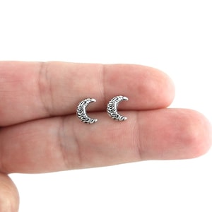 Moon Earrings in Sterling Silver, Crescent Moon  Earrings, Moon Studs, Sterling Silver Earrings, Girls Earrings, Dainty Earrings