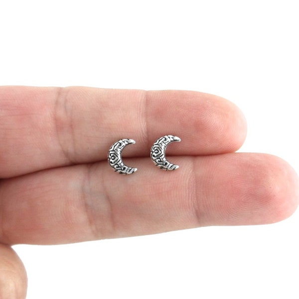 Moon Earrings in Sterling Silver, Crescent Moon  Earrings, Moon Studs, Sterling Silver Earrings, Girls Earrings, Dainty Earrings