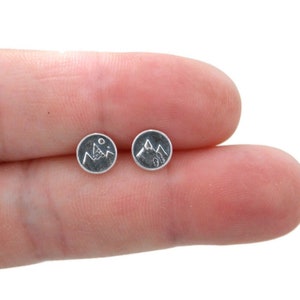 Mountain Earrings in Sterling Silver, Snow Capped Mountain Earrings, Mountain Studs, Sterling Silver Mountain, Outdoor Earrings, Mismatched