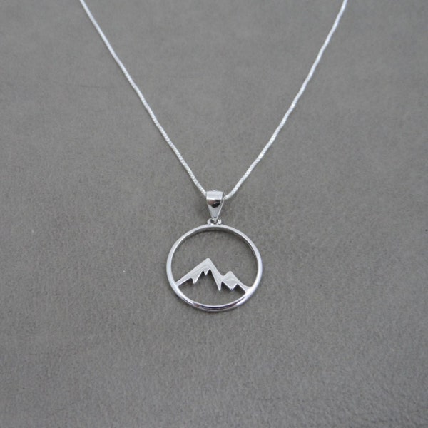 Mountain Sterling Silver Necklace, Snow Capped Mountain Necklace, Mountain Pendant, Sterling Silver Mountain, Outdoor Necklace
