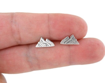 Orecchini Montagna in Argento Sterling, Orecchini Montagna in Argento, Borchie Montagna, Montagna in Argento Sterling, Orecchini da Esterno