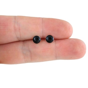 Black Onyx Earrings in Sterling Silver, 6mm Black Earrings, Onyx Earrings, Dainty Earrings, Sterling Silver Earrings, Onyx Jewelry