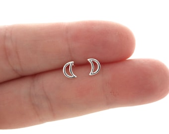 Tiny Crescent Moon Earrings in Sterling Silver, Crescent Moon Earrings, Moon Studs, Sterling Silver Earrings, Dainty Earrings