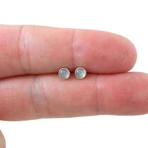 Labradorite Earrings in Sterling Silver, Labradorite Earrings, 4mm Studs, Dainty Studs, Gemstone Studs, Dainty Earrings, Gift for Her