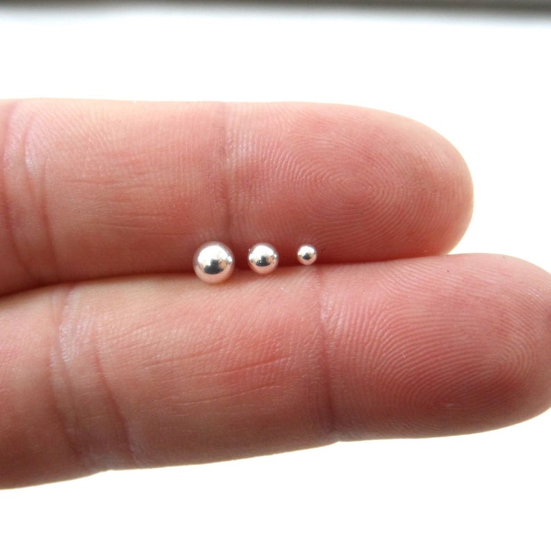 Set of 3 SINGLE Tiny Ball Studs 2mm 3mm 4mm Studs Tiny - Etsy