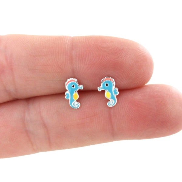 Tiny Seahorse Earrings in Sterling Silver, Seahorse Sterling Studs, Kids Earrings, Ocean Earrings, Cartilage Studs, Girls Earrings