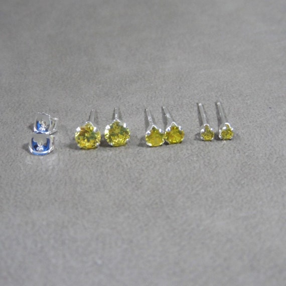 SALE! Topaz Yellow Sterling Silver Earrings, Topaz Studs, November