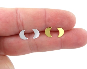 Orecchini A Borchia Luna Crescente In Argento Sterling 925 – Piccoli E Delicati - 2