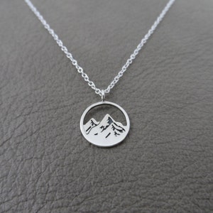 Mountain Sterling Silver Necklace, Tiny Mountain Necklace, Mountain Pendant, Sterling Silver Mountain, Outdoor Necklace, Gift for Her