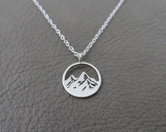 Mountain Sterling Silver Necklace, Tiny Mountain Necklace, Mountain Pendant, Sterling Silver Mountain, Outdoor Necklace, Gift for Her