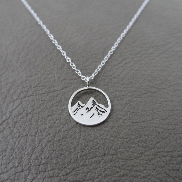 Mountain Sterling Silver Necklace, Tiny Mountain Necklace, Mountain Pendant, Sterling Silver Mountain, Outdoor Necklace, Gift for Her