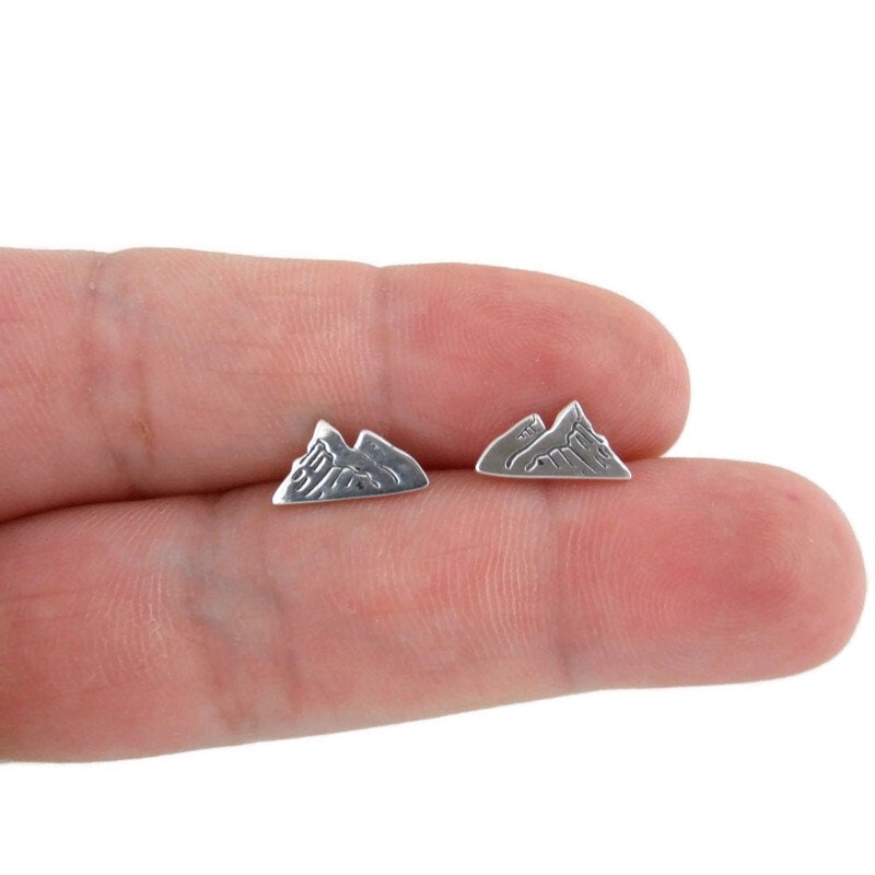 Orecchini Montagna in Argento Sterling, Orecchini Montagna in Argento, Borchie Montagna, Montagna in Argento Sterling, Orecchini da Esterno - Italia
