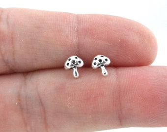 Tiny Mushroom Earrings in Sterling Silver, Mushroom Earrings, MushroomStuds, Cartilage Studs, Minimalist Earring, Dainty Earrings