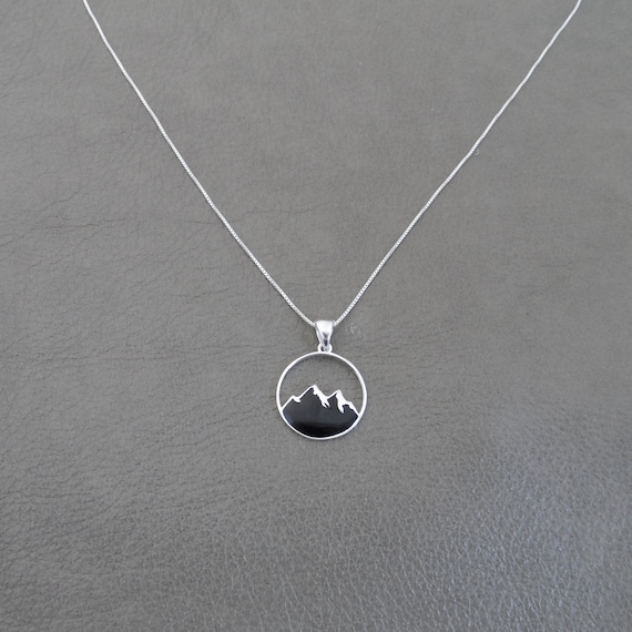Mountain Silhouette Necklace in Sterling Silver, Mountain Necklace, Mountain Pendant,Silver Mountain, Outdoor Necklace, Outdoor Jewelry