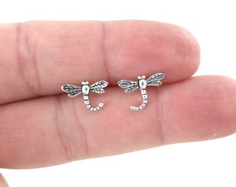 Dragonfly Sterling Silver Earrings, Dragonfly Earrings, Kids Earrings, Tiny Studs, Insect Studs, Minimalist Earring, Dainty Earrings