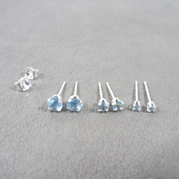 Aquamarine Sterling Silver Stud Earrings, Aquamarine Studs, March Birthstone, Sterling Silver Earrings, Gemstone Earrings, Dainty Earrings