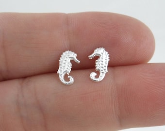Tiny Seahorse Earrings in Sterling Silver, Seahorse Sterling Studs, Kids Earrings, Tiny Studs, Cartilage Studs, Helix Studs, Girls Earrings