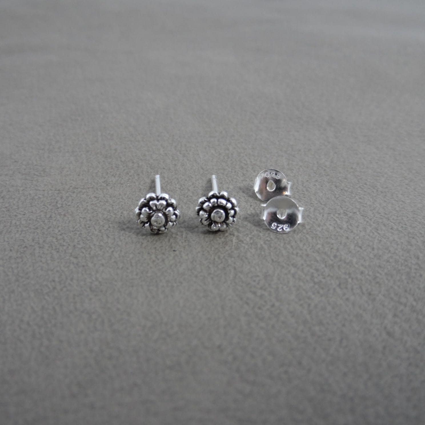 Tiny Flower Stud Sterling Silver Earrings Flower Earrings - Etsy