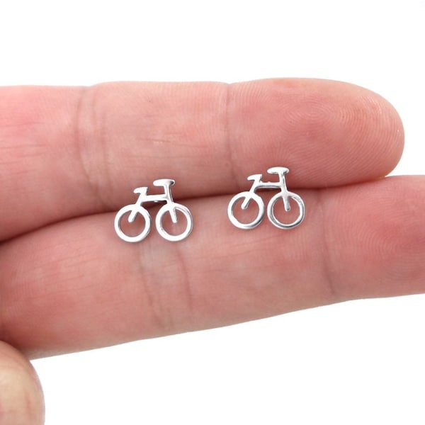 Bicycle Earrings in Sterling Silver,Bike Earrings, Bicycle Studs, Sterling Silver Bike Earrings, Outdoor Earrings, Dainty Earrings,