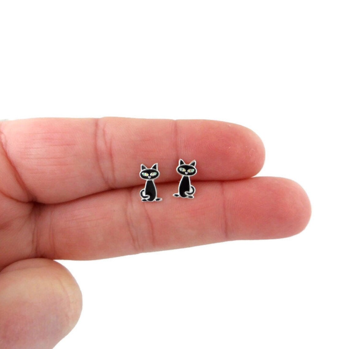 Cat Stud Earrings Black Cat Earrings Halloween Earrings Etsy