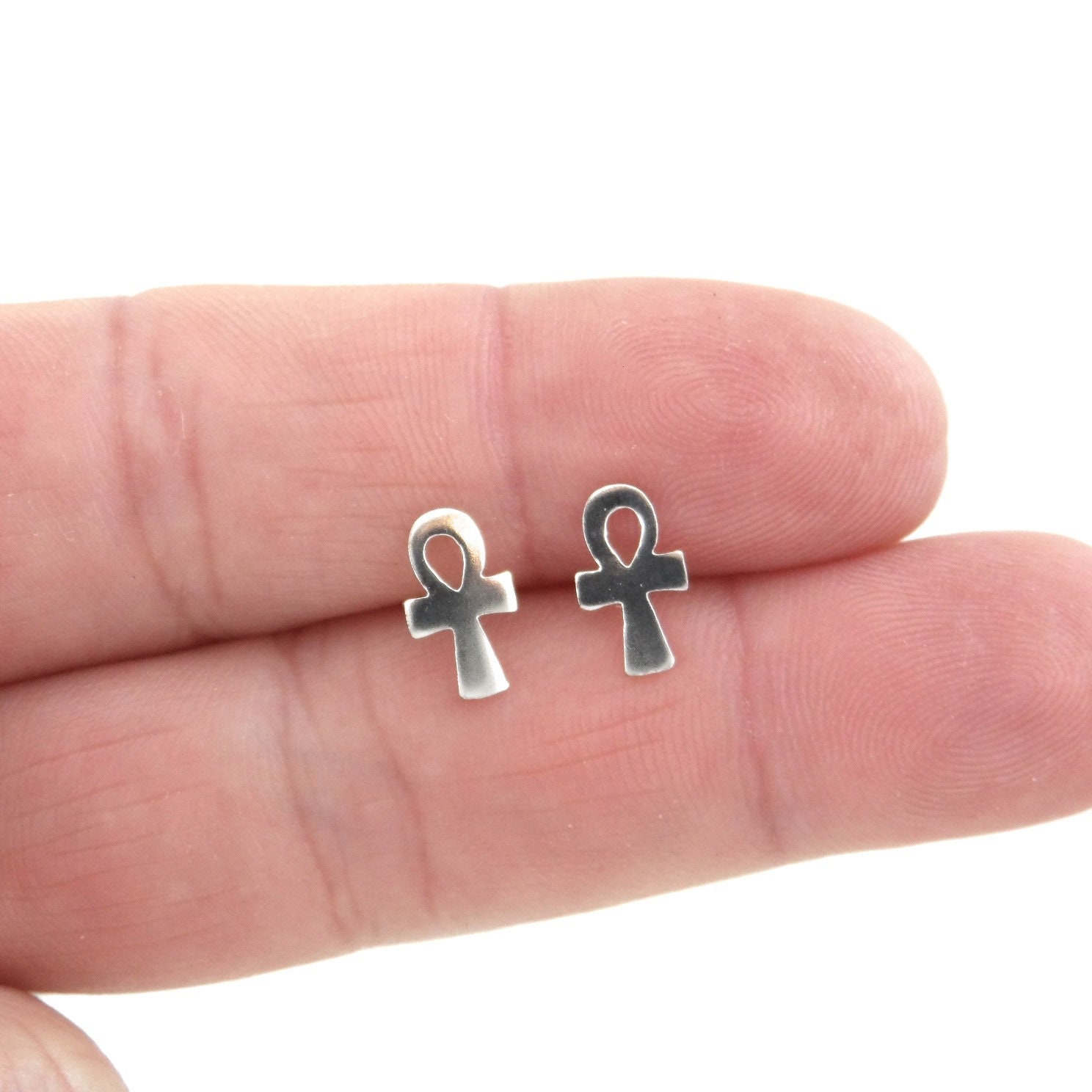 Ankh Sterling Silver Stud Earrings Ankh Earrings Ankh Cross Etsy