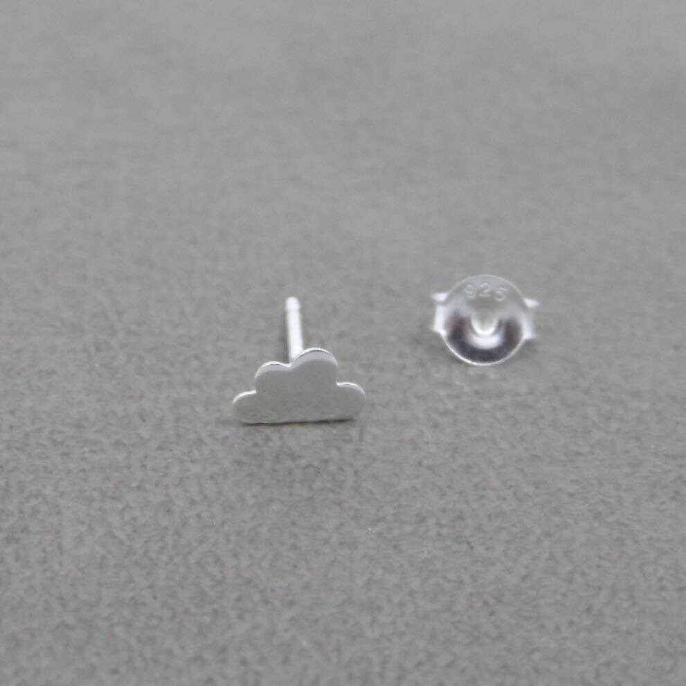 SINGLETiny Cloud Earring in Sterling Silver Cloud Earring Etsy