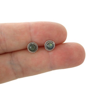 Labradorite Earrings in Sterling Silver, Labradorite Earrings, Gift For Her, Minimalist Earrings, Labradorite Jewelry,Gemstone Studs