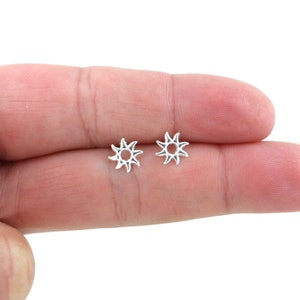 Sun Earrings in Sterling Silver, Sun Earrings, Star Earrings, Tiny Studs, Celestial Earrings, Dainty Earrings, Girls Earrings
