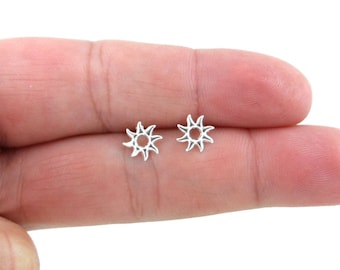 Sun Earrings in Sterling Silver, Sun Earrings, Star Earrings, Tiny Studs, Celestial Earrings, Dainty Earrings, Girls Earrings