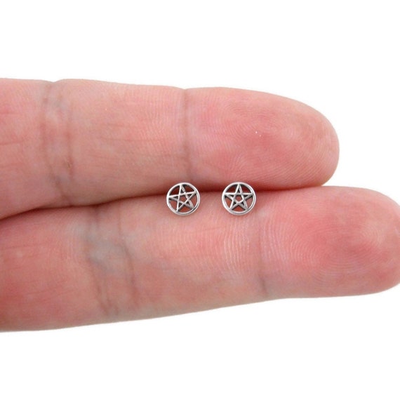 Sterling Silver Ear Studs - Pentacle Sterling Silver Ear Studs - Pentacle