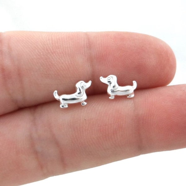 Dachshund Dog Sterling Silver Earrings,Dachshund Earrings, Dog Earrings, Tiny Studs, Puppy Dog Earrings, Kids Earrings, Dainty Earrings