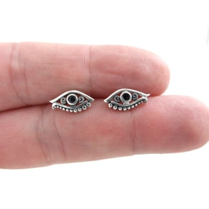 Egyptian Eye Stud Earrings in Sterling Silver, Horus  Earrings, Egyptian Eye Silver Earrings, Sterling Silver Eye Earring, Stud Earrings
