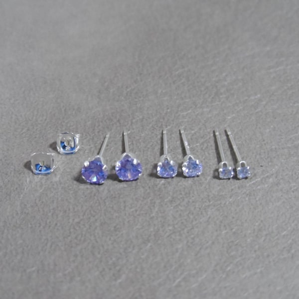 Alexandrite Sterling Silver Stud Earrings, Alexandrite Studs, June Birthstone, 2mm Studs, 3mm Studs, 4mm Studs, Dainty Earrings, Kids Studs